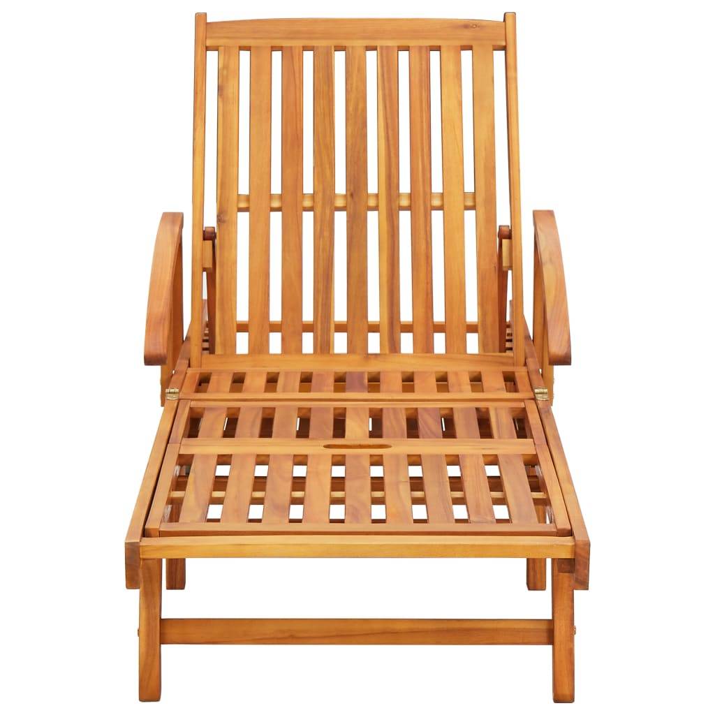 Helloshop26 - Lot de 2 transats chaise longue bain de soleil lit de jardin terrasse meuble d'extérieur avec coussins bois d'acacia solide - Imagen 3