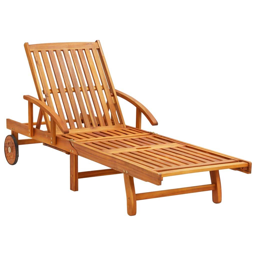 Helloshop26 - Lot de 2 transats chaise longue bain de soleil lit de jardin terrasse meuble d'extérieur avec coussins bois d'acacia solide - Imagen 2