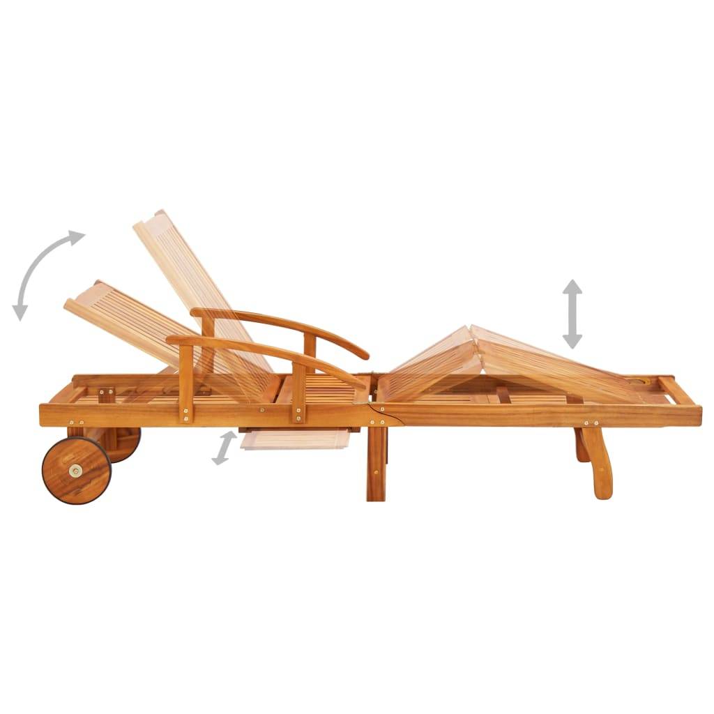 Helloshop26 - Lot de 2 transats chaise longue bain de soleil lit de jardin terrasse meuble d'extérieur avec coussins bois d'acacia solide - Imagen 5