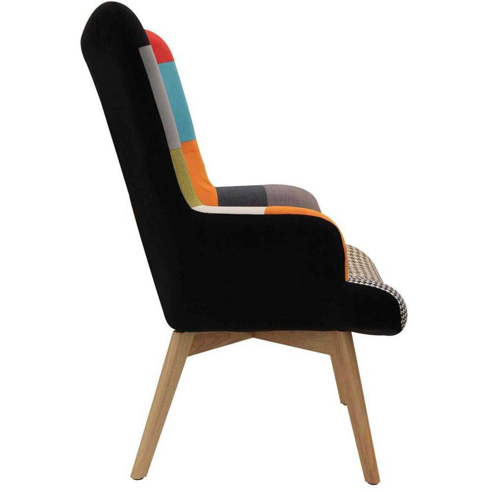The Home Deco Factory - Fauteuil assise en tissu patchwork Helsinki - Image 4