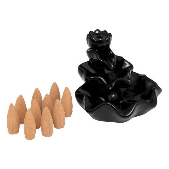 Fontaine à Encens Avec 10 Cônes "Iloe" 10cm Noir - Image 1