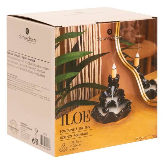 Atmosphera - Fontaine porte-encens Iloe avec lot de 10 cônes d'encens support céramique noir - Atmosphera Créateur d'intérieur - Image 3