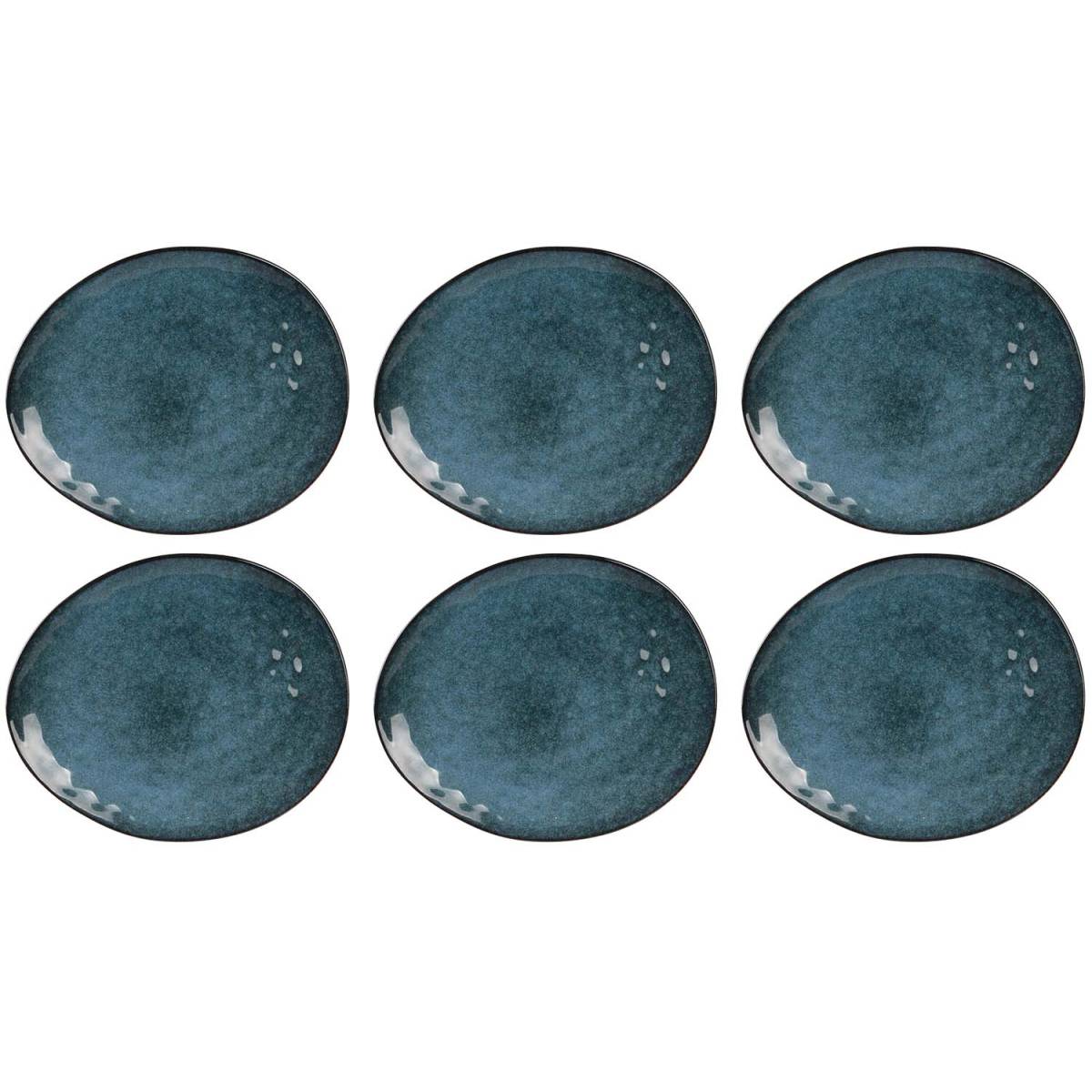 The Home Deco Factory - Assiette en grès bleu Au grès du temps (Lot de 6) 27,5 cm - Imagen 1
