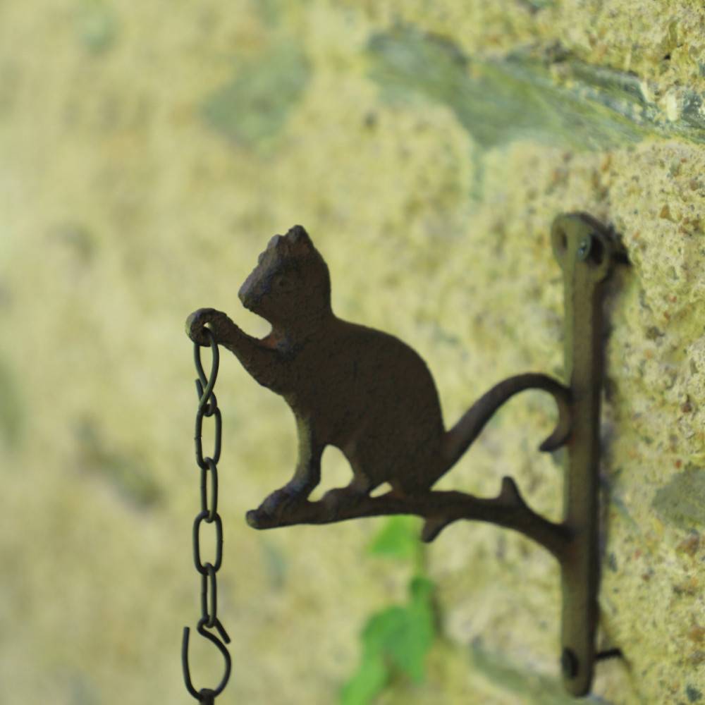 Cloche de jardin de porte ancienne chat en fonte marron 16 x 23 cm Chemin de campagne - Imagen 3