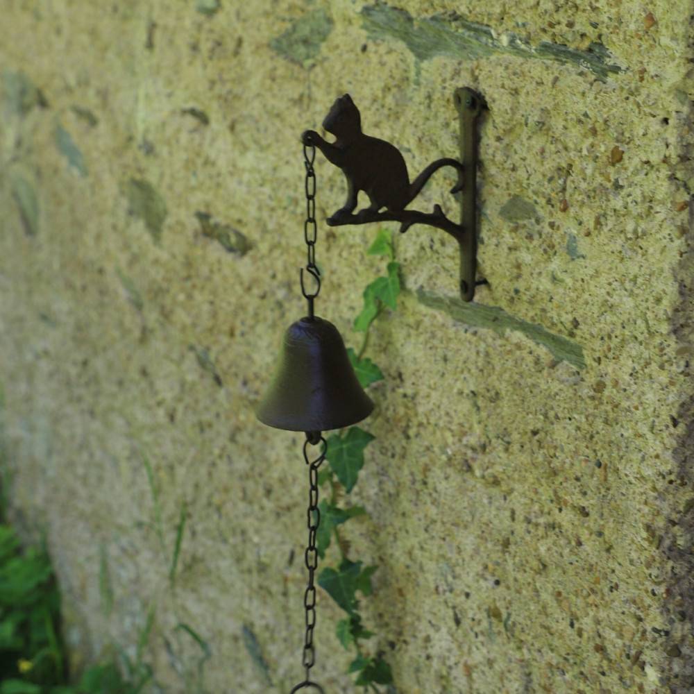 Cloche de jardin de porte ancienne chat en fonte marron 16 x 23 cm Chemin de campagne - Imagen 4