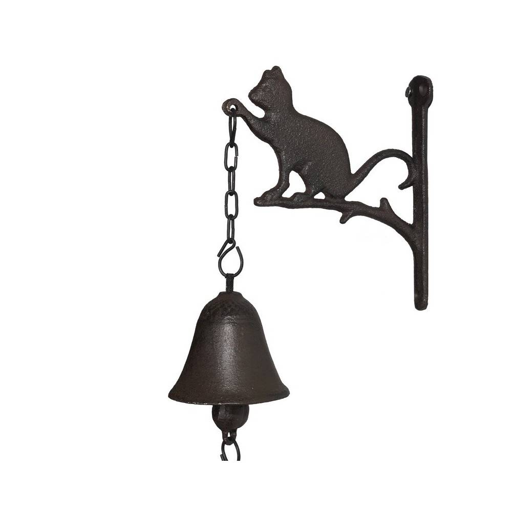 Cloche de jardin de porte ancienne chat en fonte marron 16 x 23 cm Chemin de campagne - Imagen 1