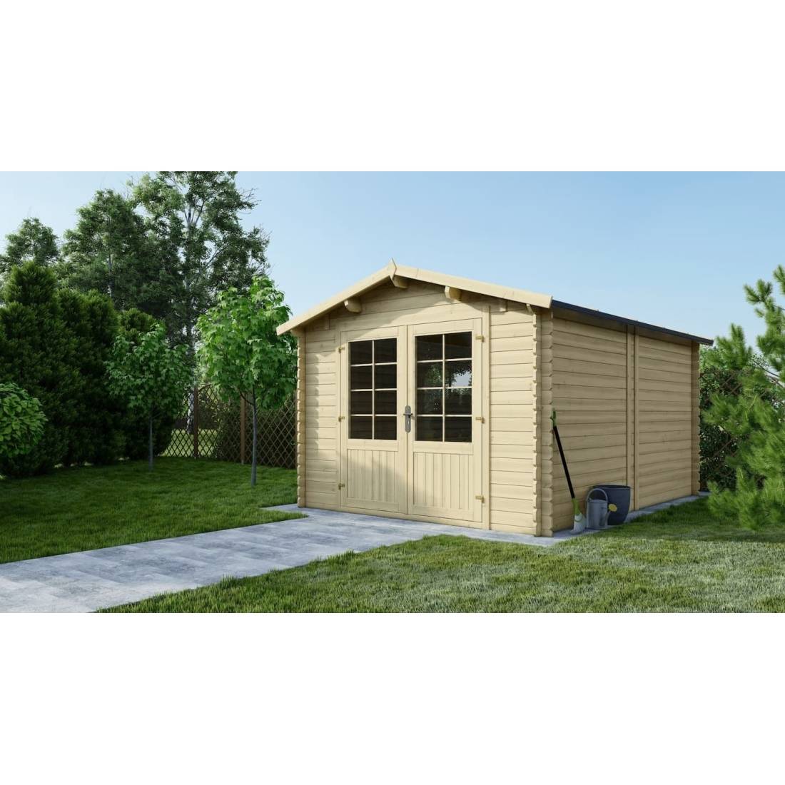 Altanka - Abri de jardin en bois - 12m2 - 3x4m - Ep. 28mm - Couleur: naturel - DOM661 - ALTANKA - Imagen 1