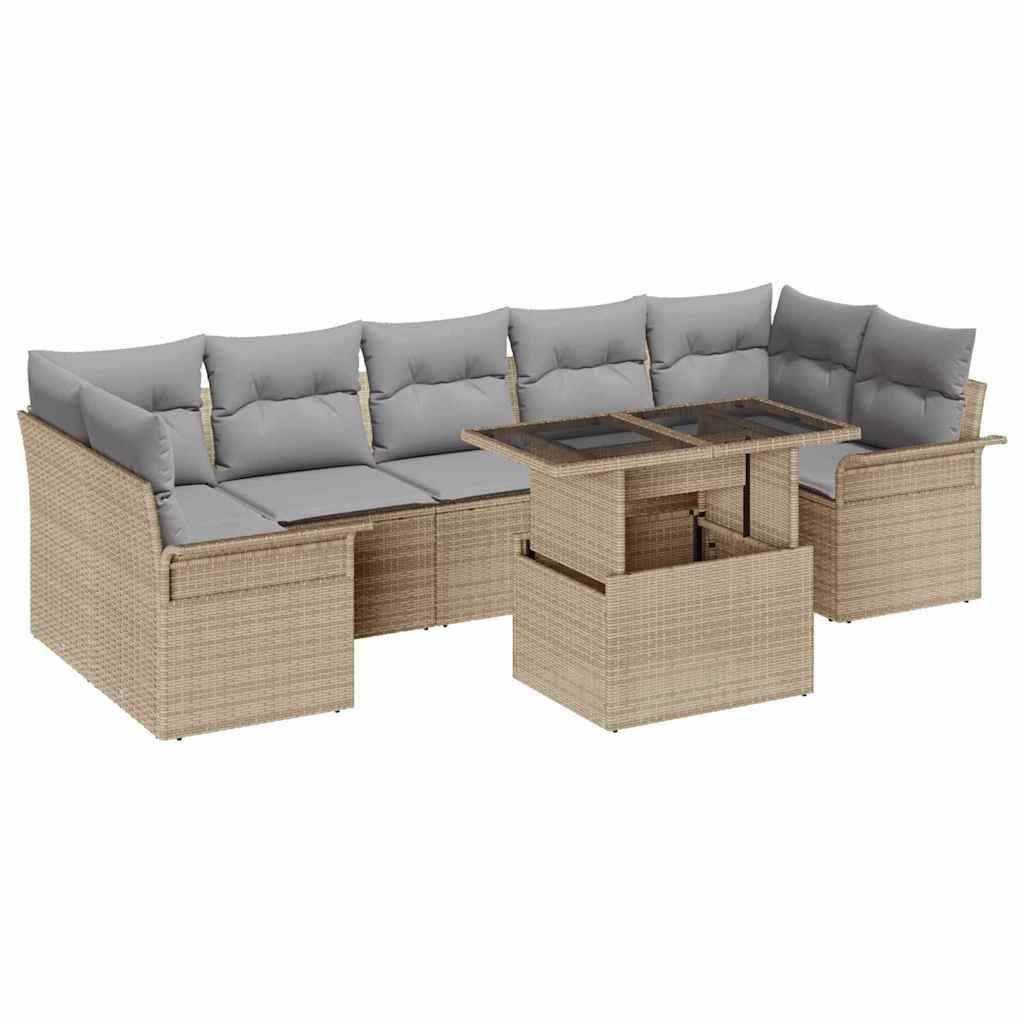 Salon de jardin 8 pièces Beige polyrotin modulable pour 7 personnes – ComfortXL Outdoor Living - Image 2