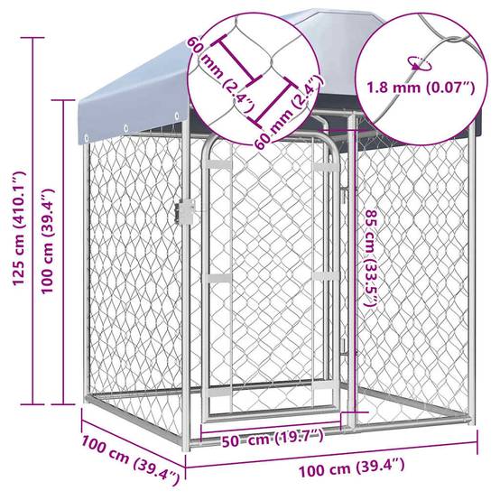 Vidaxl - Chenil extérieur avec toit 100 x 100 x 125 cm vidaXL 144491 - Imagen 2