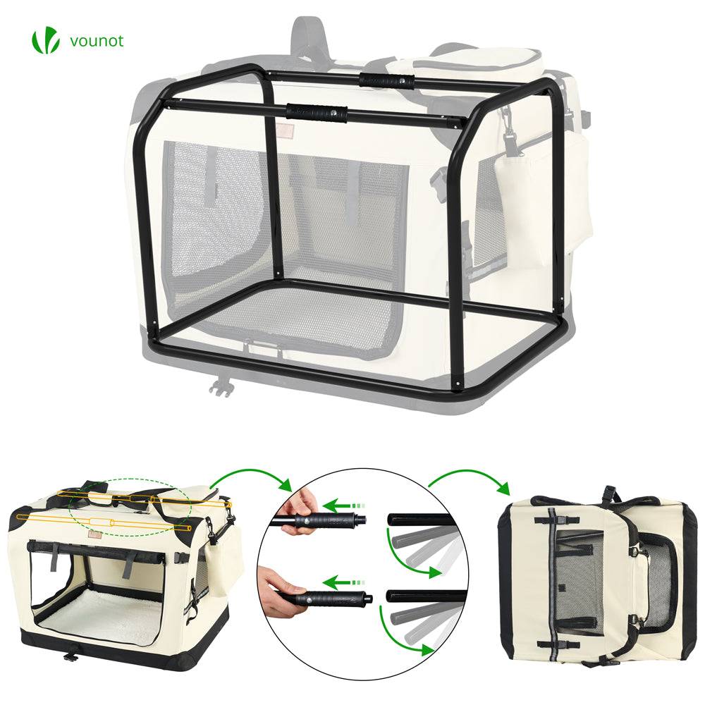 Sac transport pliable chien chat caisse cage portable 82x60x60cm beige - Image 7