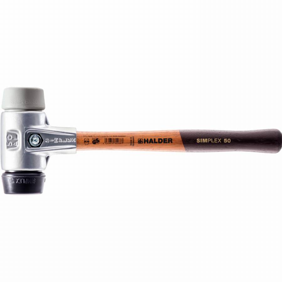 Maillet HALDER SIMPLEX Caoutchouc chargé / TPE moyen avec boîtier en aluminium et manche en bois - D=60 mm - 3123.060