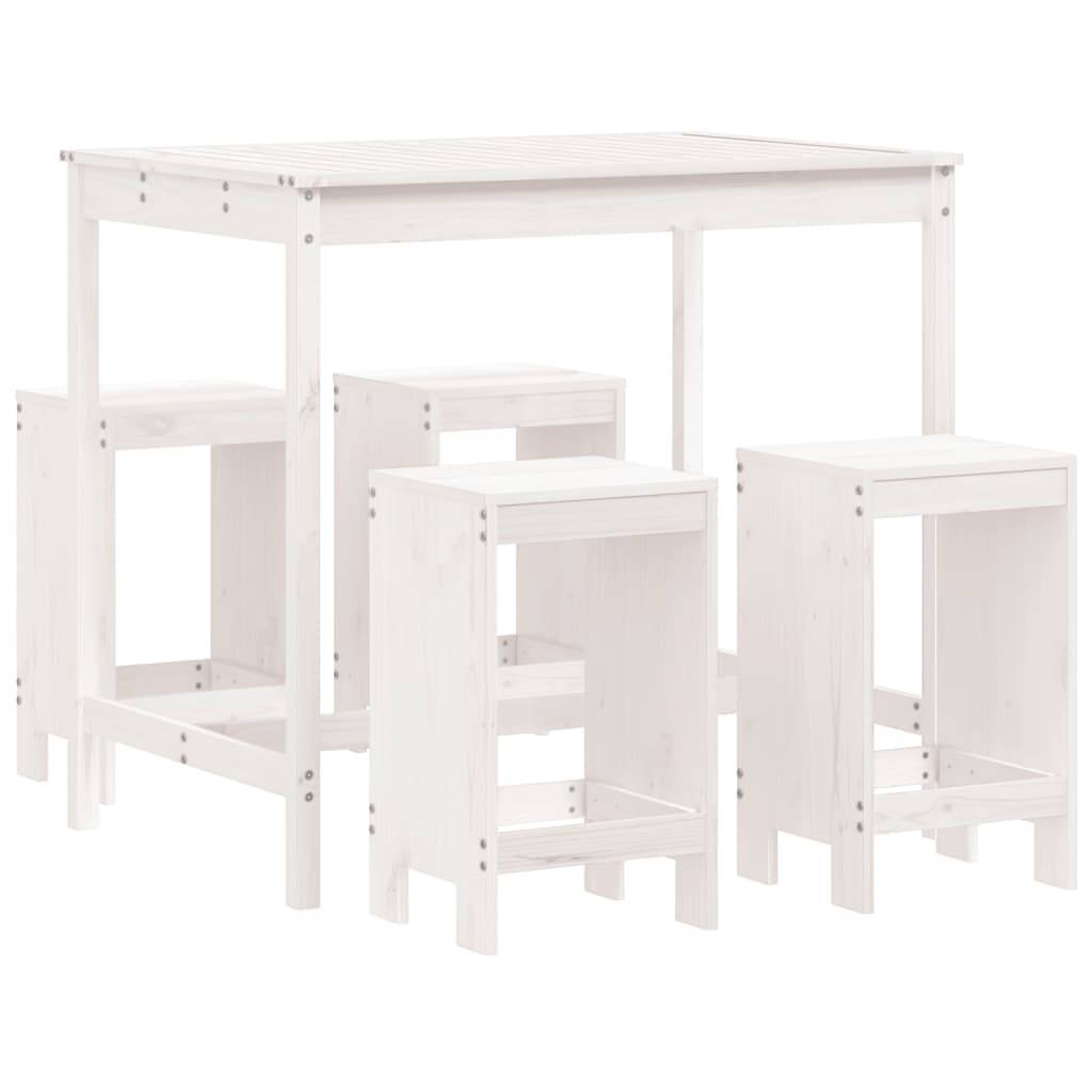 Vidaxl - Ensemble de bar de jardin 5 pcs-Salons de jardin blanc bois massif de pin - Image 2