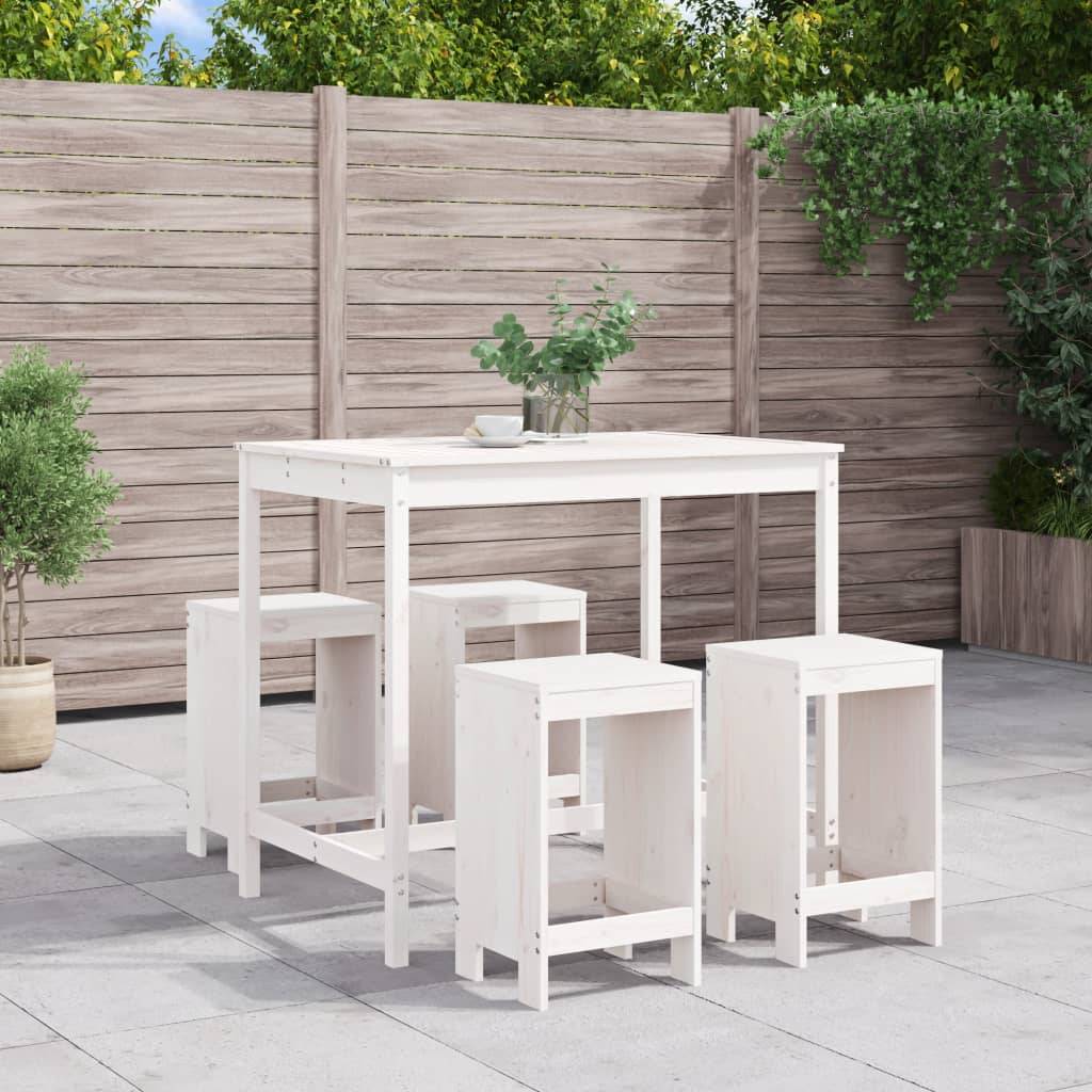 Vidaxl - Ensemble de bar de jardin 5 pcs-Salons de jardin blanc bois massif de pin - Image 1