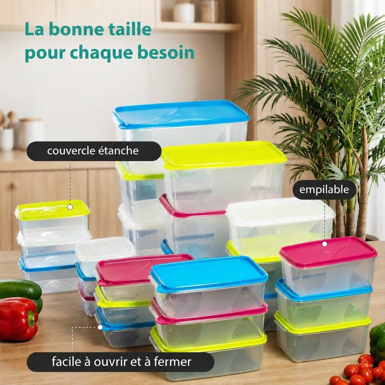 Boîtes de Conservation Alimentaire Rectangulaires avec Couvercles Lot de 10 - Image 2