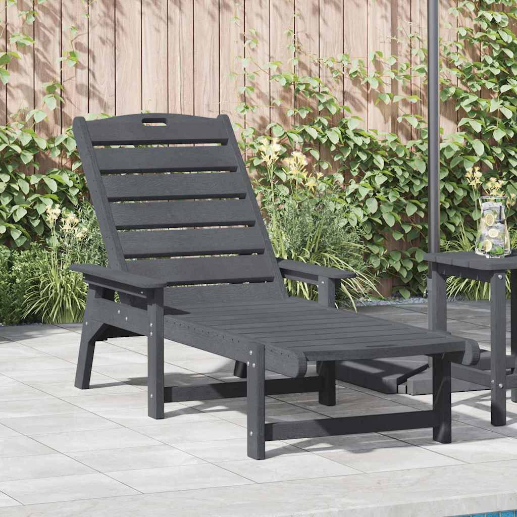 PANGIVO - Transat Gris clair HDPE 195,5 x 53 x 98,5 cm - PANGIVO