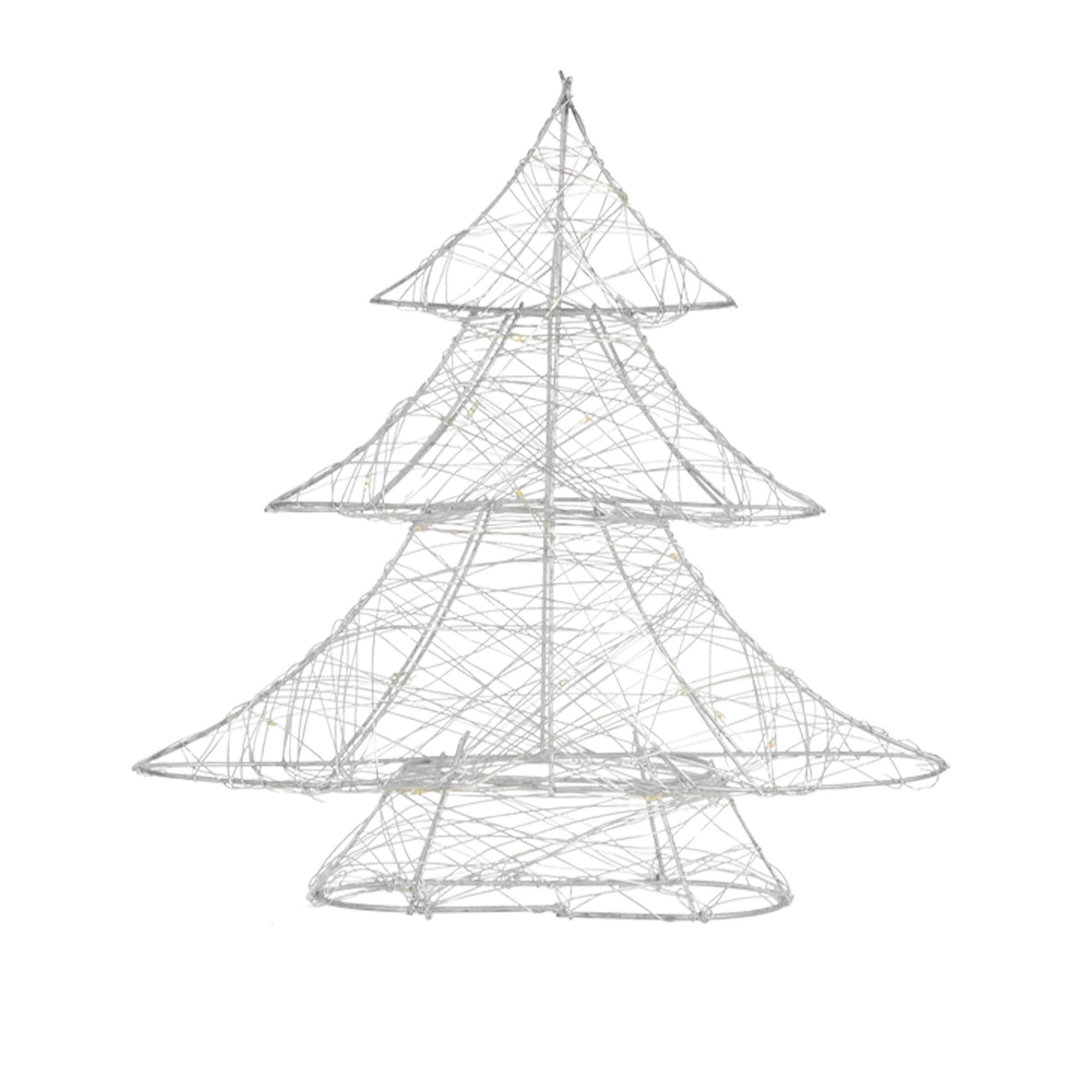 Ecd-Germany - Arbre de Noël avec LED sapin lumineux déco métallique argenté sans pile 30 cm - Imagen 1