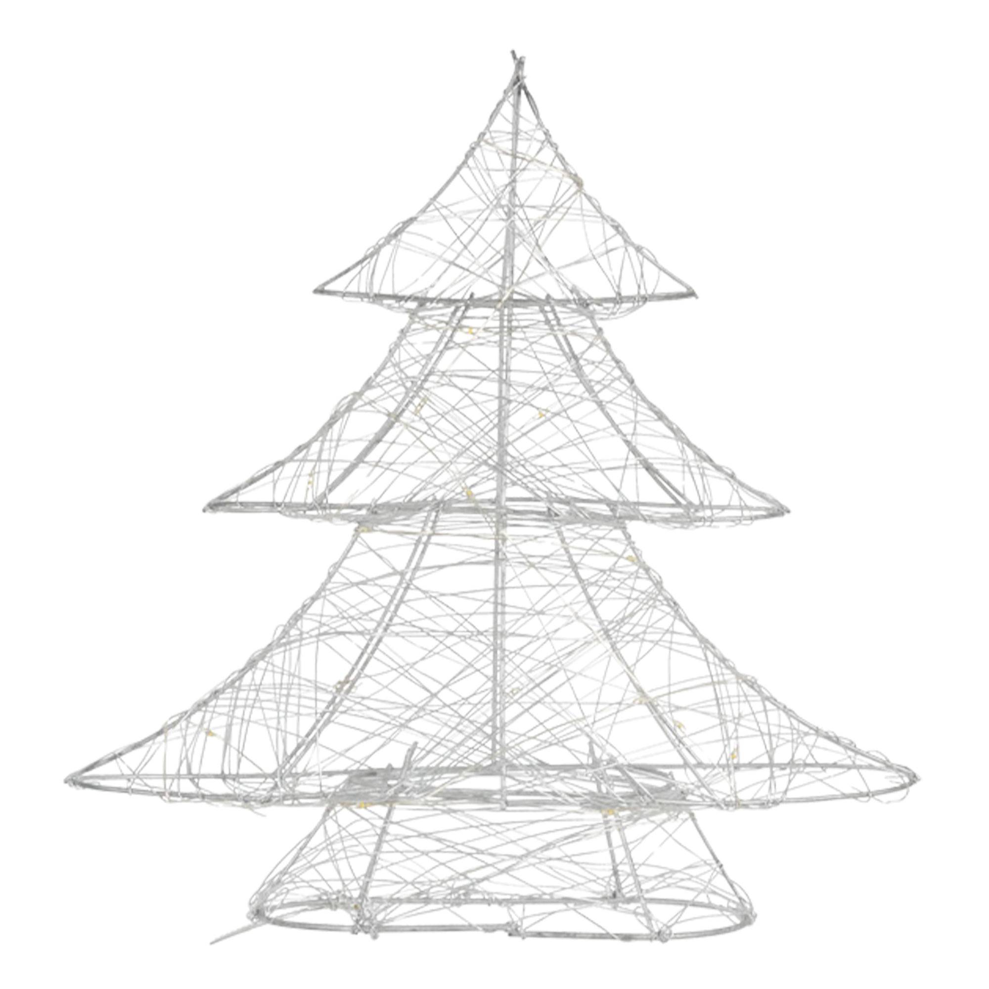 Ecd-Germany - Arbre de Noël avec LED sapin lumineux déco métallique argenté sans pile 30 cm - Imagen 2