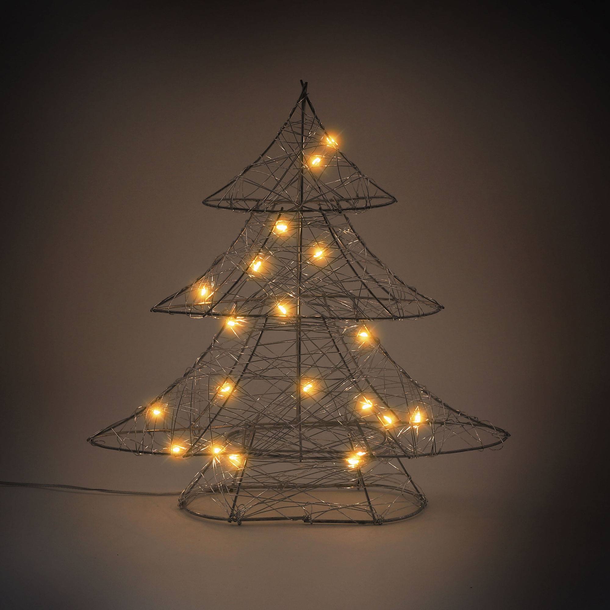 Ecd-Germany - Arbre de Noël avec LED sapin lumineux déco métallique argenté sans pile 30 cm - Imagen 5