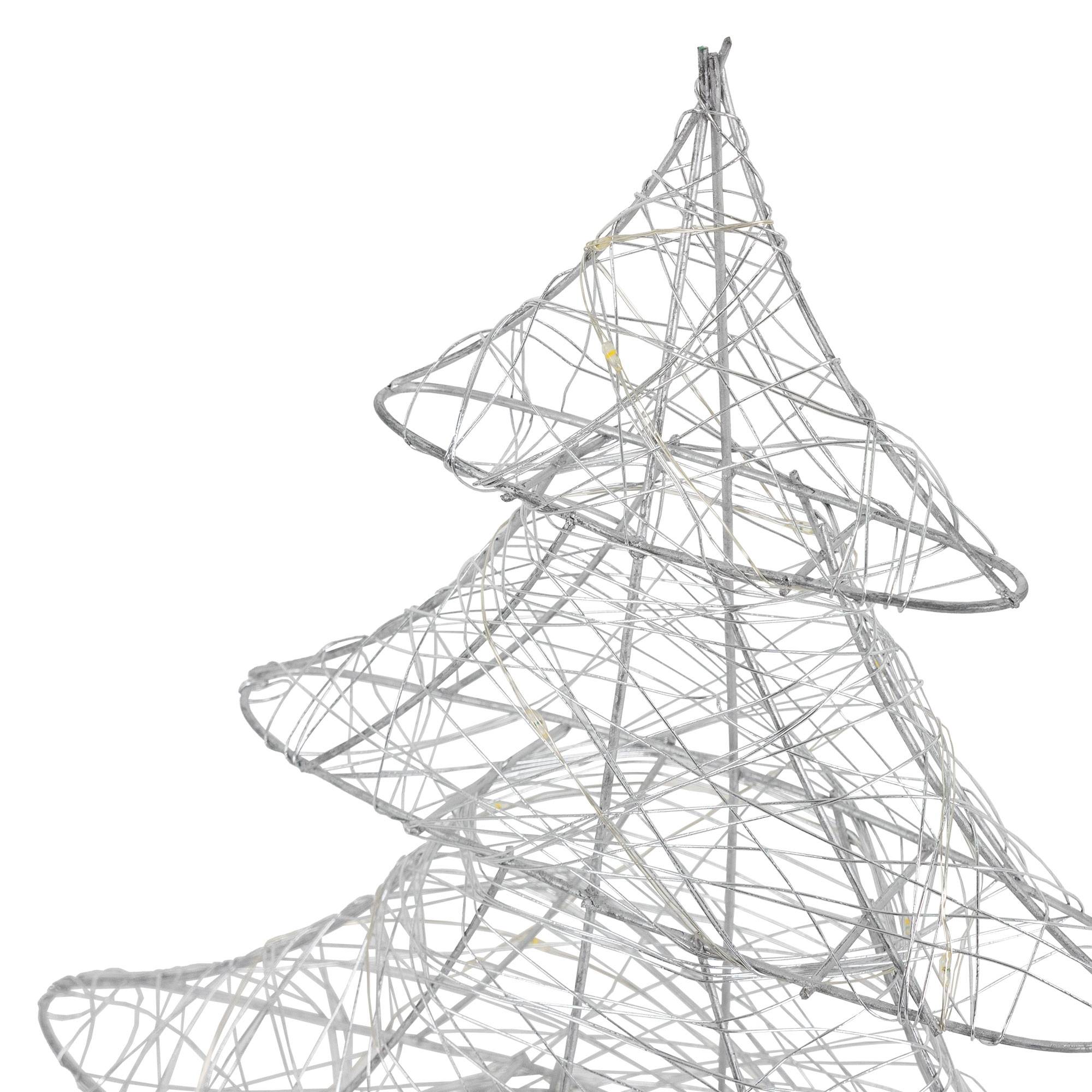 Ecd-Germany - Arbre de Noël avec LED sapin lumineux déco métallique argenté sans pile 30 cm - Imagen 3