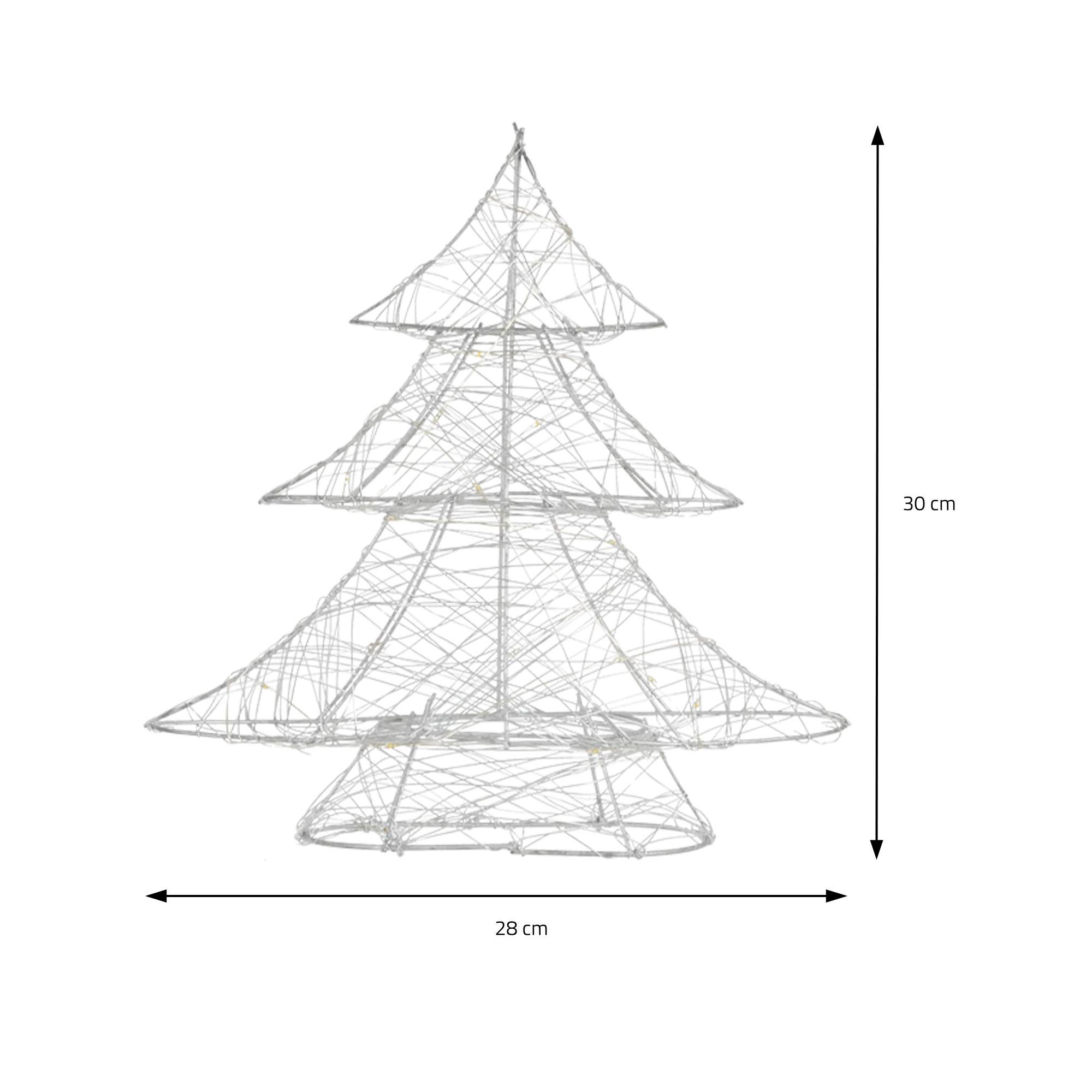 Ecd-Germany - Arbre de Noël avec LED sapin lumineux déco métallique argenté sans pile 30 cm - Imagen 6