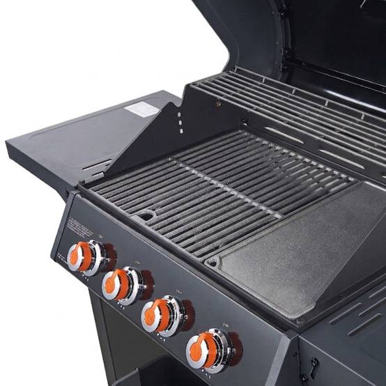 Barbecue gaz Spring II – BRASERO BY FAVEX – 4 brûleurs 12,6 kW - Surface de cuisson mixte -Grille & plancha fonte - EASY CLEAN - Image 5