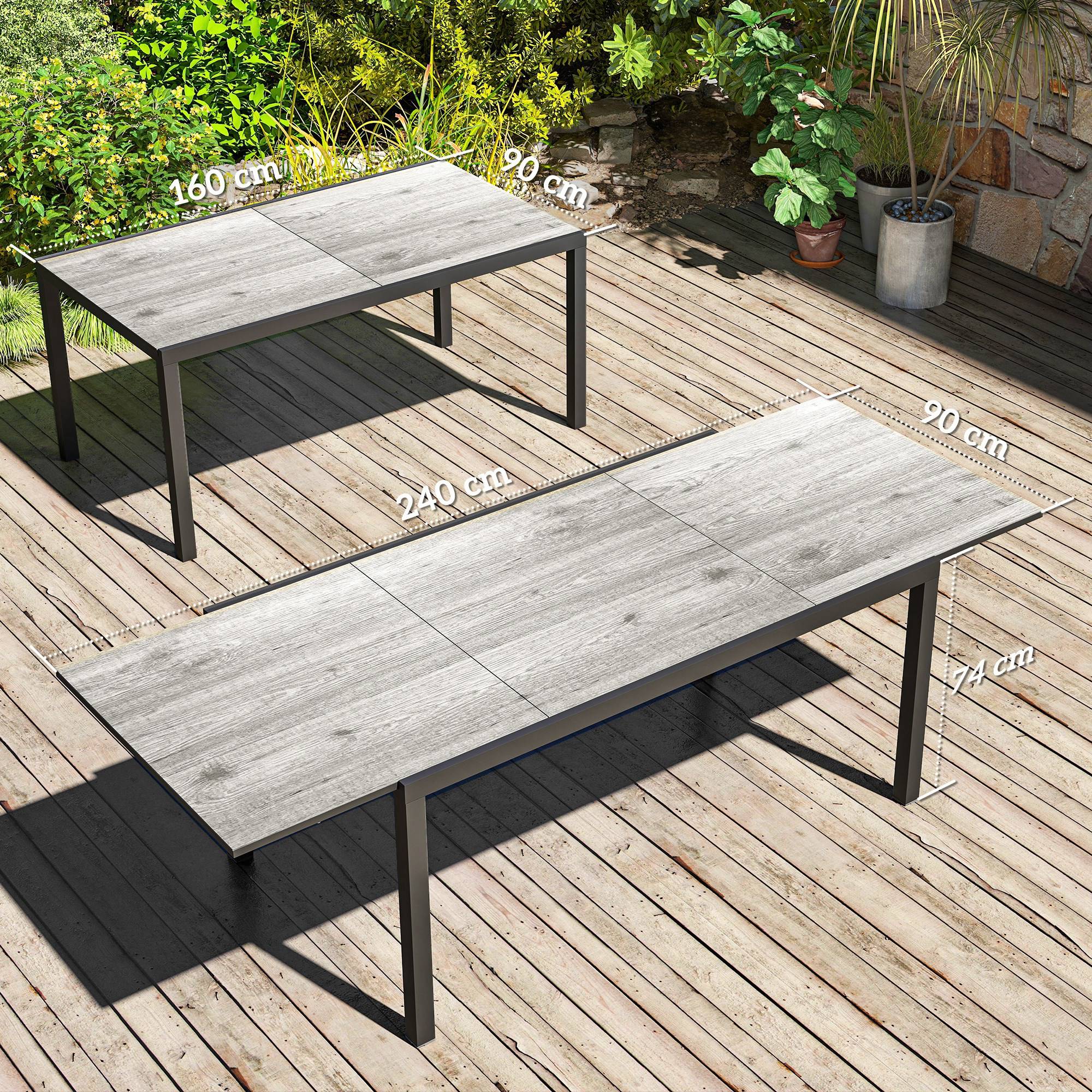 Table extensible aluminium et acier gris 240 x 90 x 74 cm - PANGIVO - Image 5
