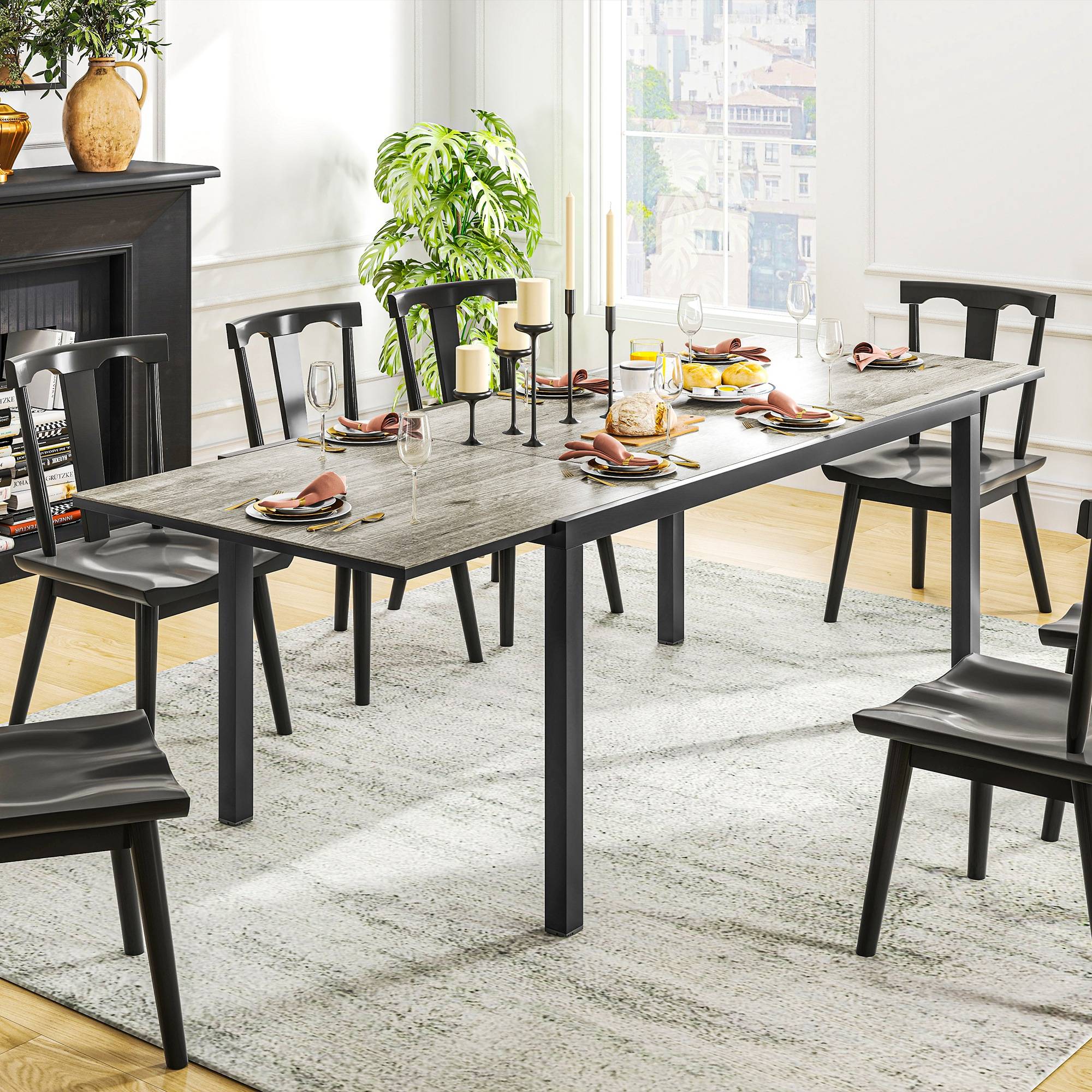 Table extensible aluminium et acier gris 240 x 90 x 74 cm - PANGIVO - Image 10