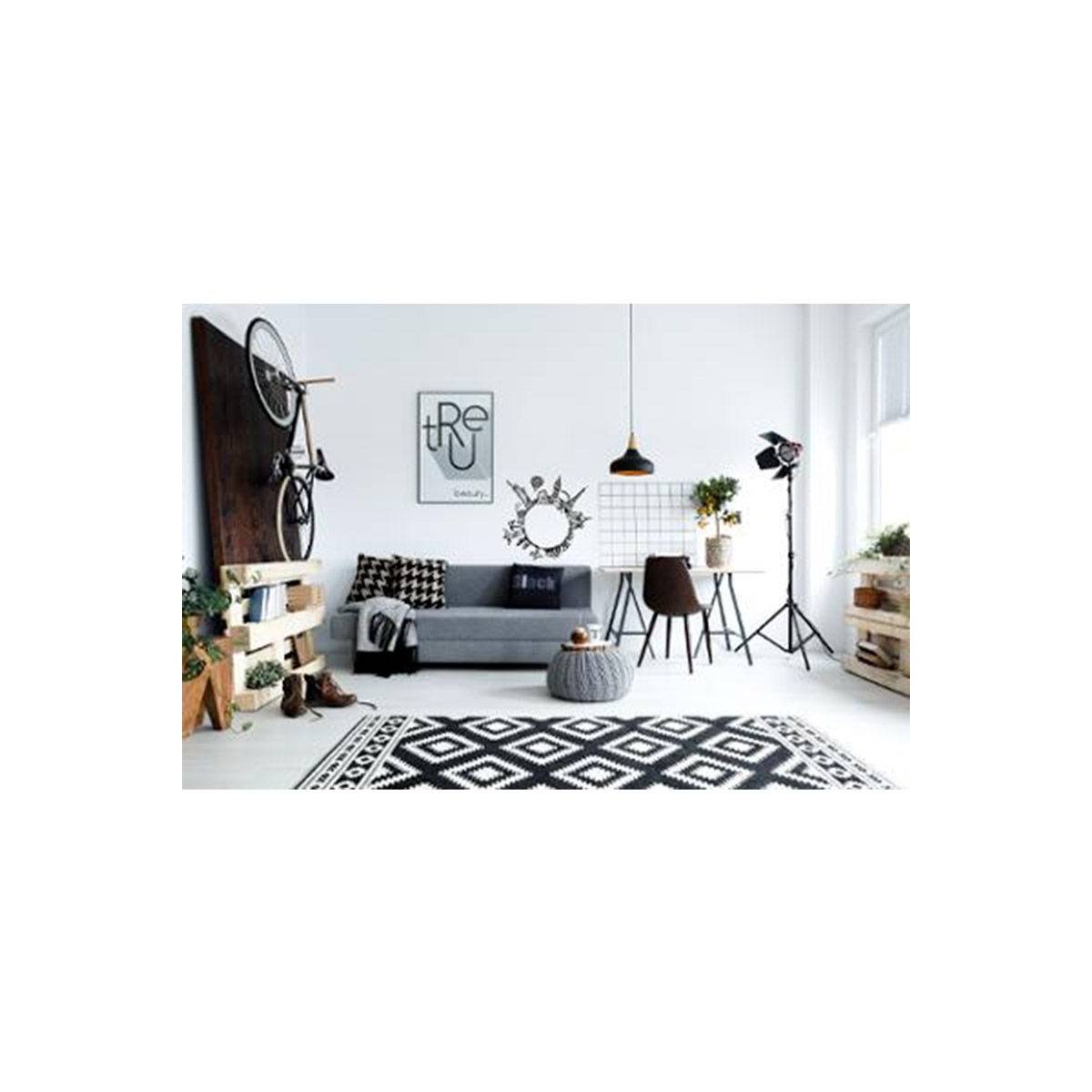 Sticker Plat Déco "Monde" 60cm Noir & Blanc - Image 2