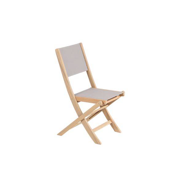 Beau Rivage - Ensemble table et chaises de jardin RIMINI 4 places en bois d'acacia et textilène taupe Beau Rivage - Imagen 5
