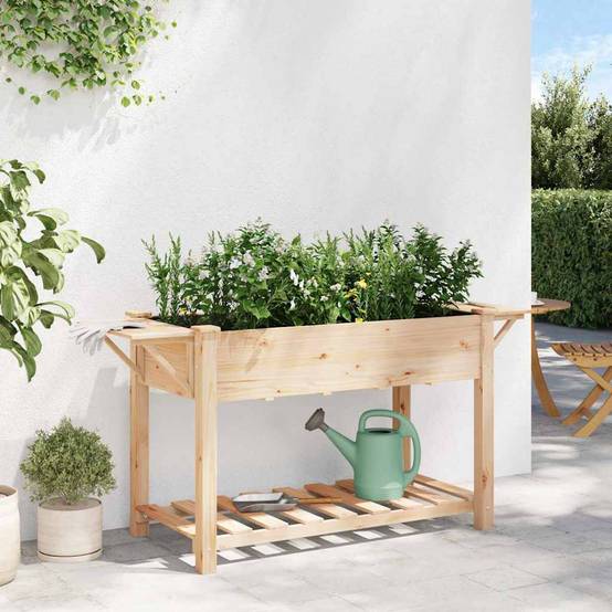 Cache-pot, Pot De Fleurs avec étagère Beige 155 x 59 x 76.5 cm g364 - Image 4