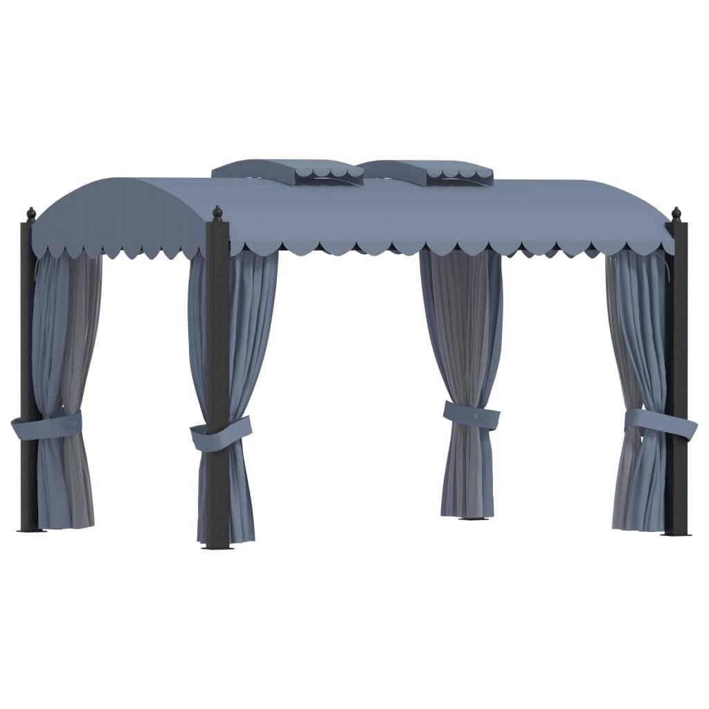 Pavillon de Réception Acier avec Rideaux et Moustiquaires pour Fête Anthracite 4x3 m – ComfortXL Outdoor Living - Image 1