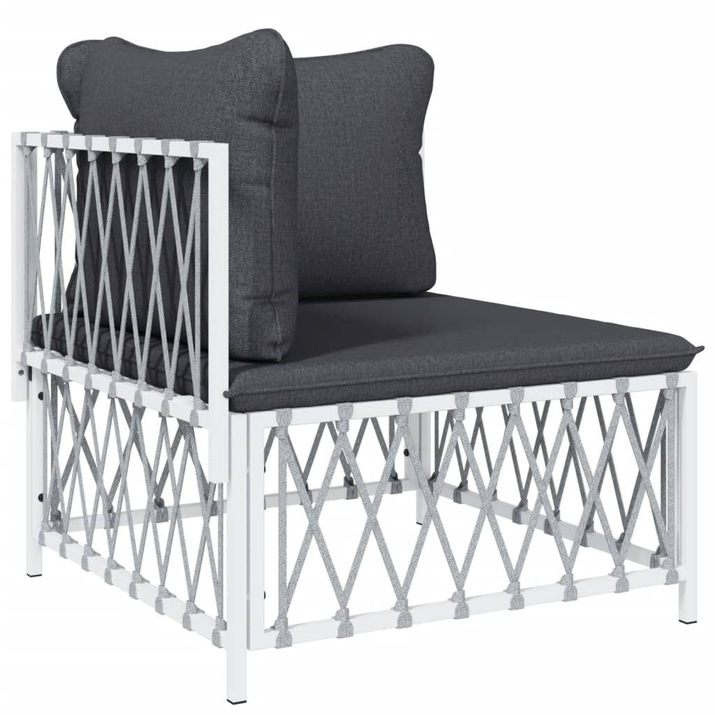 Helloshop26 - Salon de jardin meuble d'extérieur ensemble de mobilier 4 pièces avec coussins blanc acier - Imagen 2