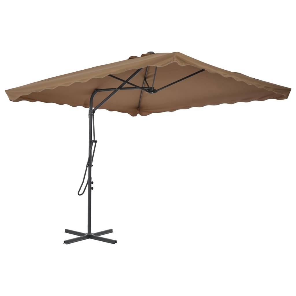 Parasol d'extérieur acier taupe 250 x 250 x 230 cm - PANGIVO - Image 2