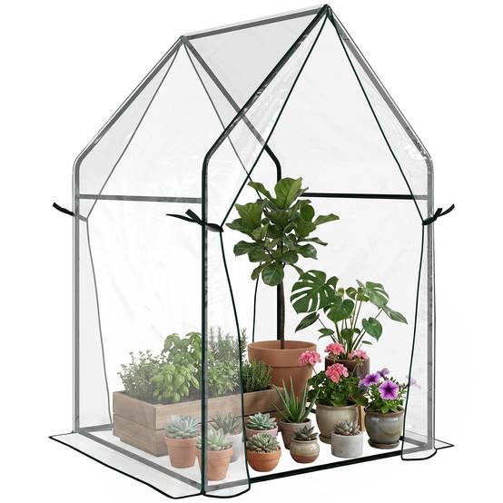 Serre tomates acier balcon protection UV 90x90x145cm transparent - ComfortXL Outdoor Living - Image 1