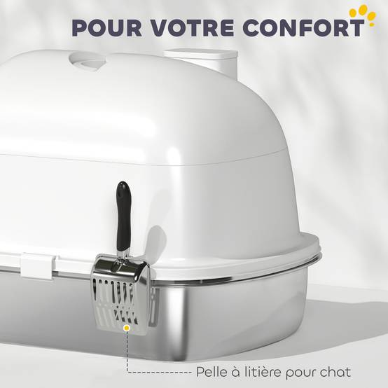 Maison de toilette acier inoxydable intérieur filtre désodorisant 52x41x39cm blanc - ComfortXL Outdoor Living - Image 8