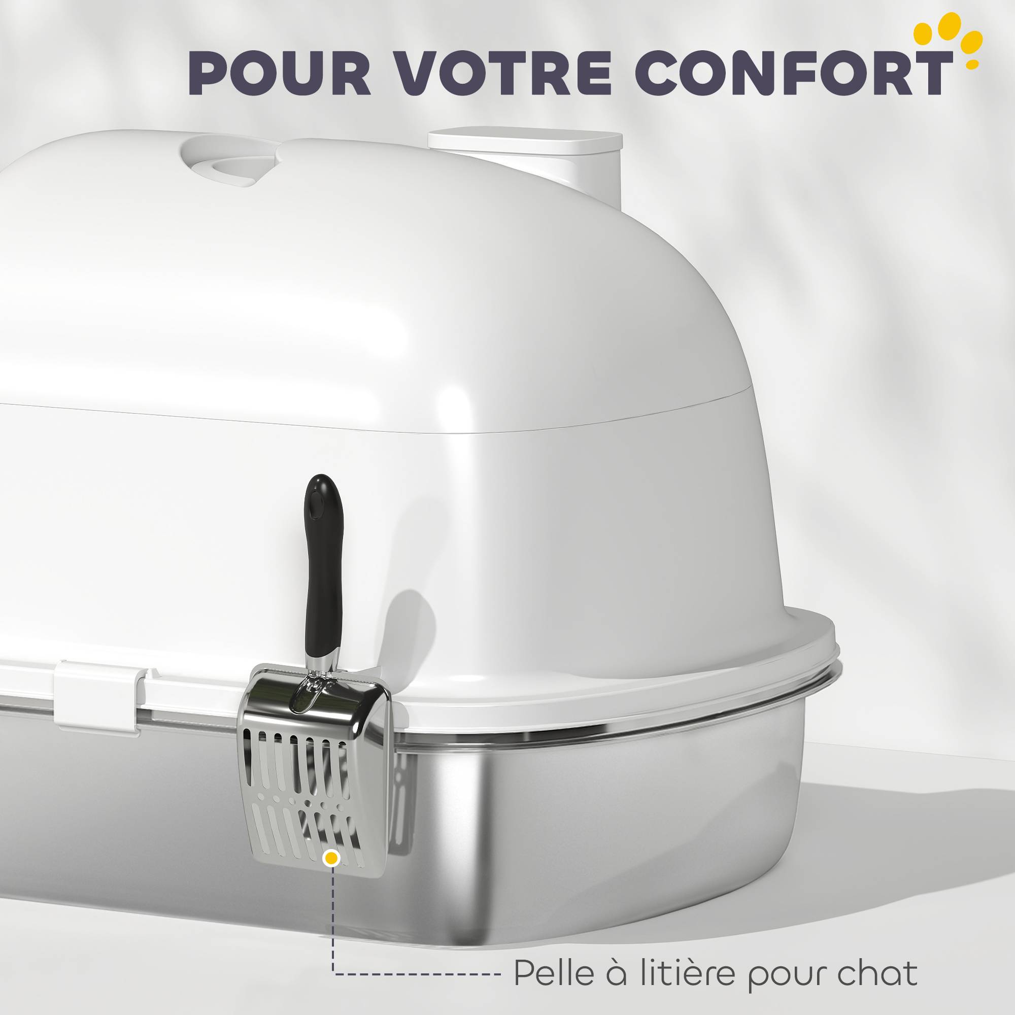 Maison de toilette acier inoxydable intérieur filtre désodorisant 52x41x39cm blanc - ComfortXL Outdoor Living - Image 8