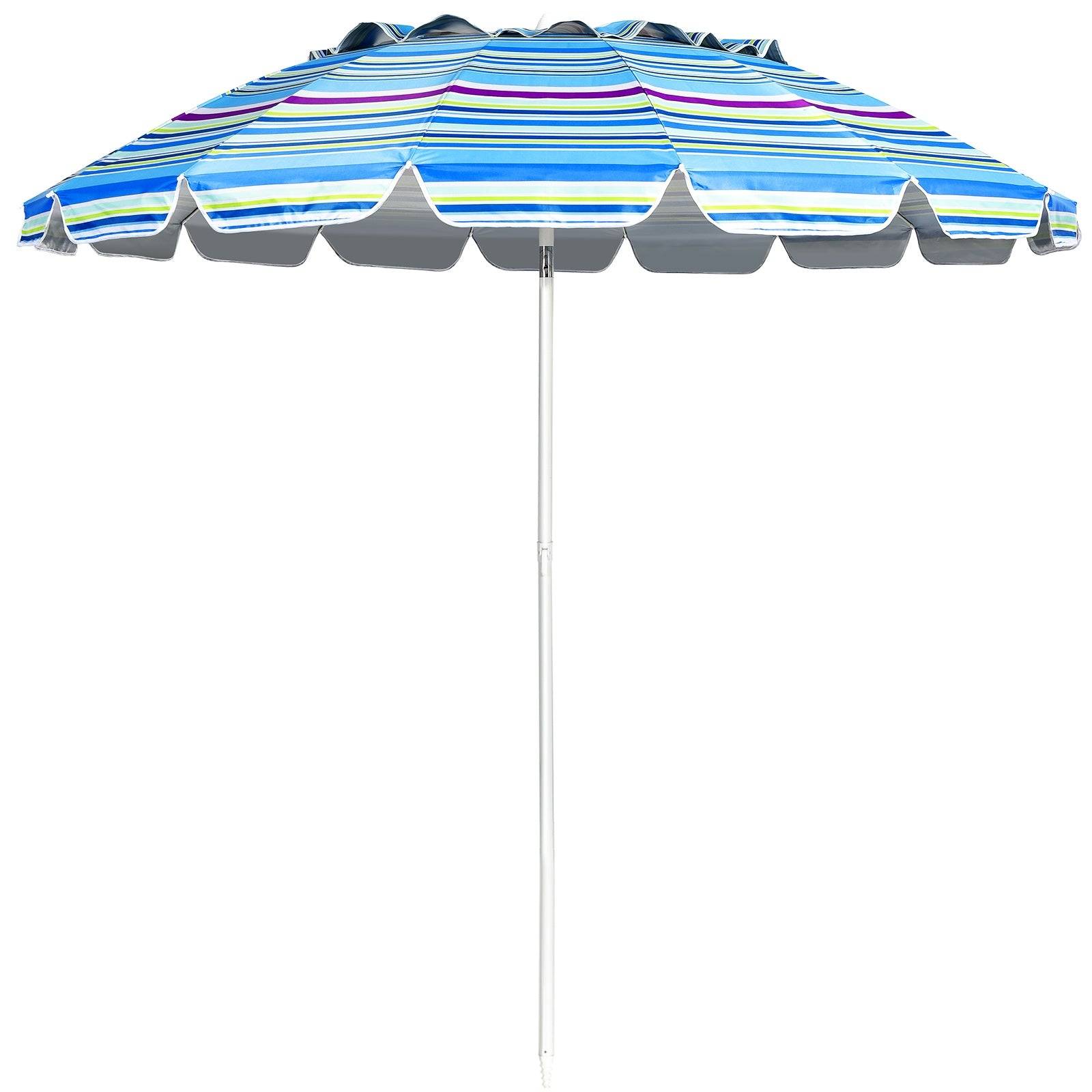 Helloshop26 - Parasol de plage inclinable 2,45 m protection upf 50+ baleines en fibre de verre avec sac pied amovible bleu - Imagen 1