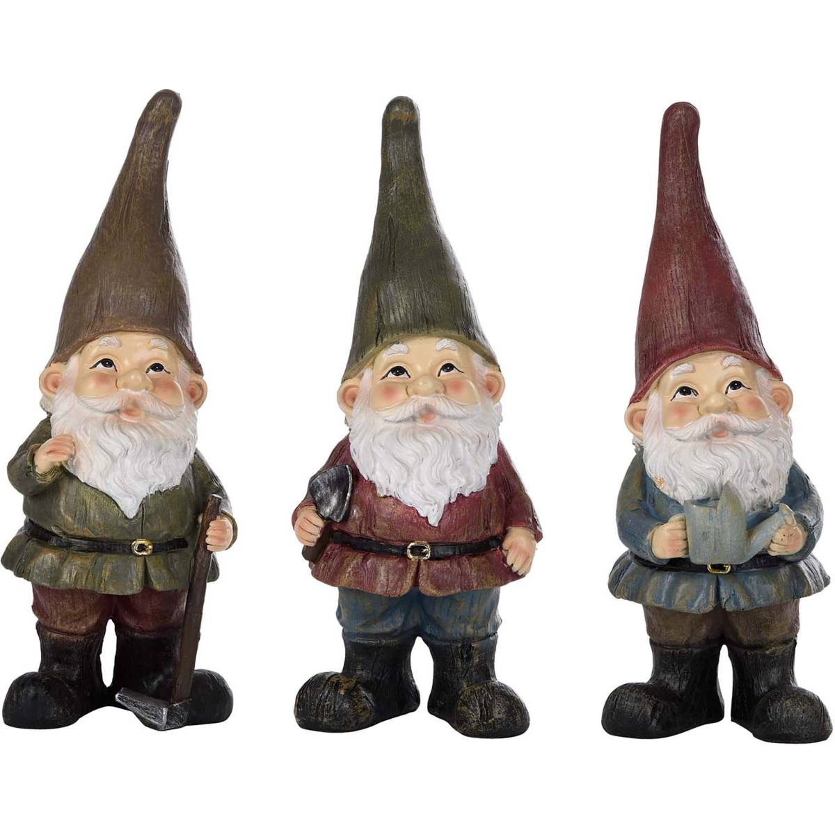 Esschert Design - Nain de jardin assortis en résine (Lot de 3) 28 cm