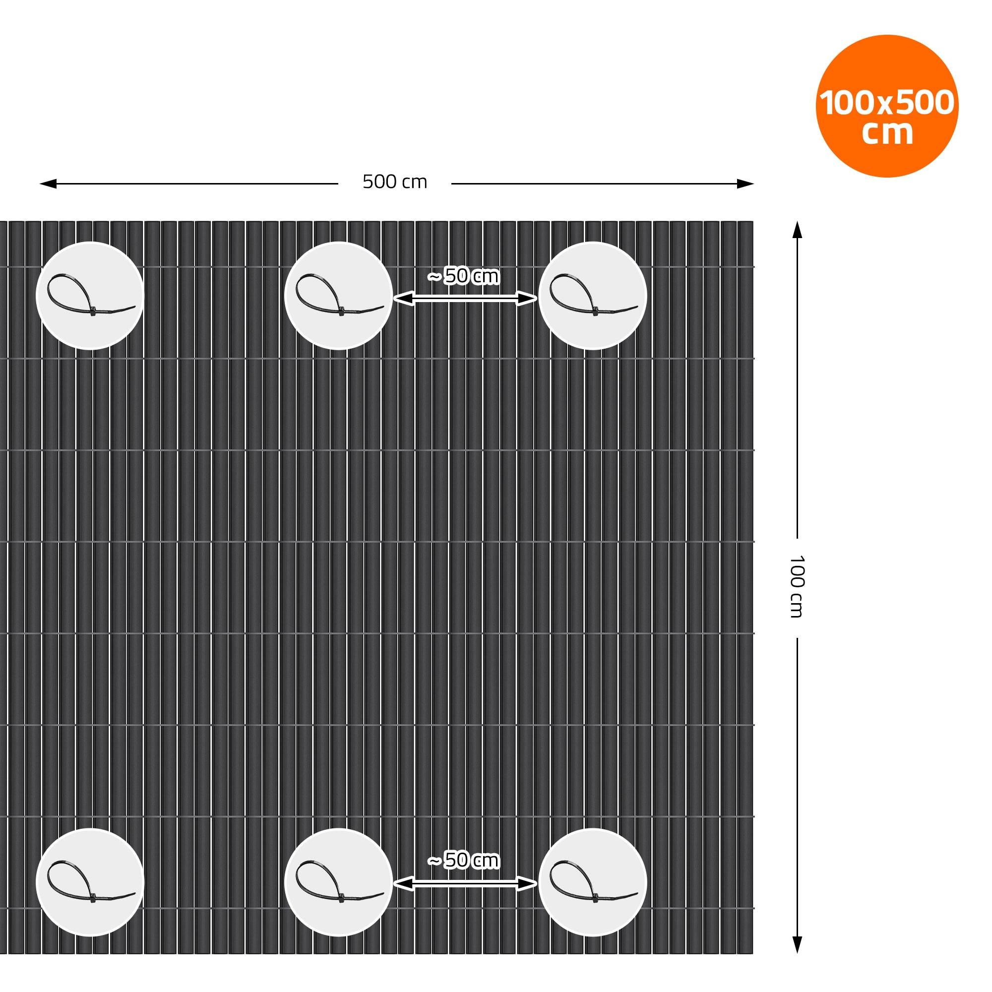 Ecd-Germany - Canisse en PVC anthracite 100x500 cm pare-vue triple renfort anti-UV, occultation totale, clôture de protection brise-vent pour jardin balcon terrasse - Imagen 8