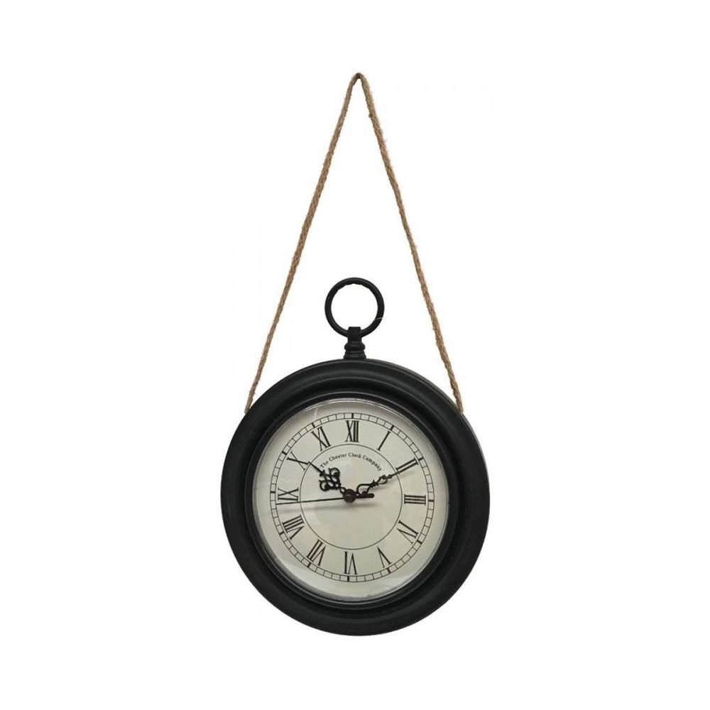 ~ Horloge murale décorative vintage à gousset métal noir blanc Ø20.5cm Chemin de campagne - Imagen 1