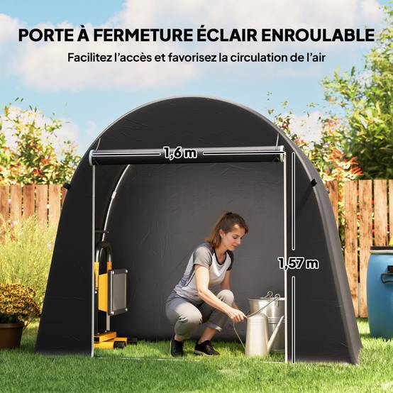 Abri de jardin métal PE extérieur protection matériel 245x120x200cm gris foncé - ComfortXL Outdoor Living - Image 8