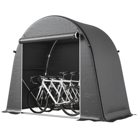 Abri de jardin métal PE extérieur protection matériel 245x120x200cm gris foncé - ComfortXL Outdoor Living - Image 1