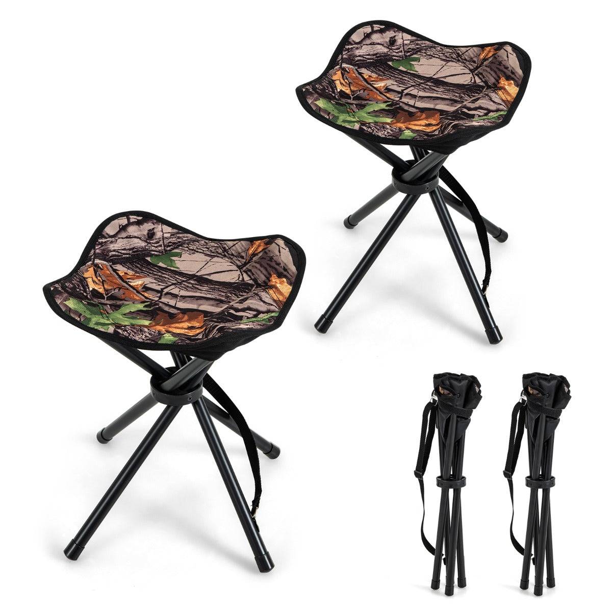 Helloshop26 - Lot de 2 tabourets de camping pliant en tissu oxford avec sangle d'épaule charge 150 kg pour randonnée chasse et pêche - Imagen 1