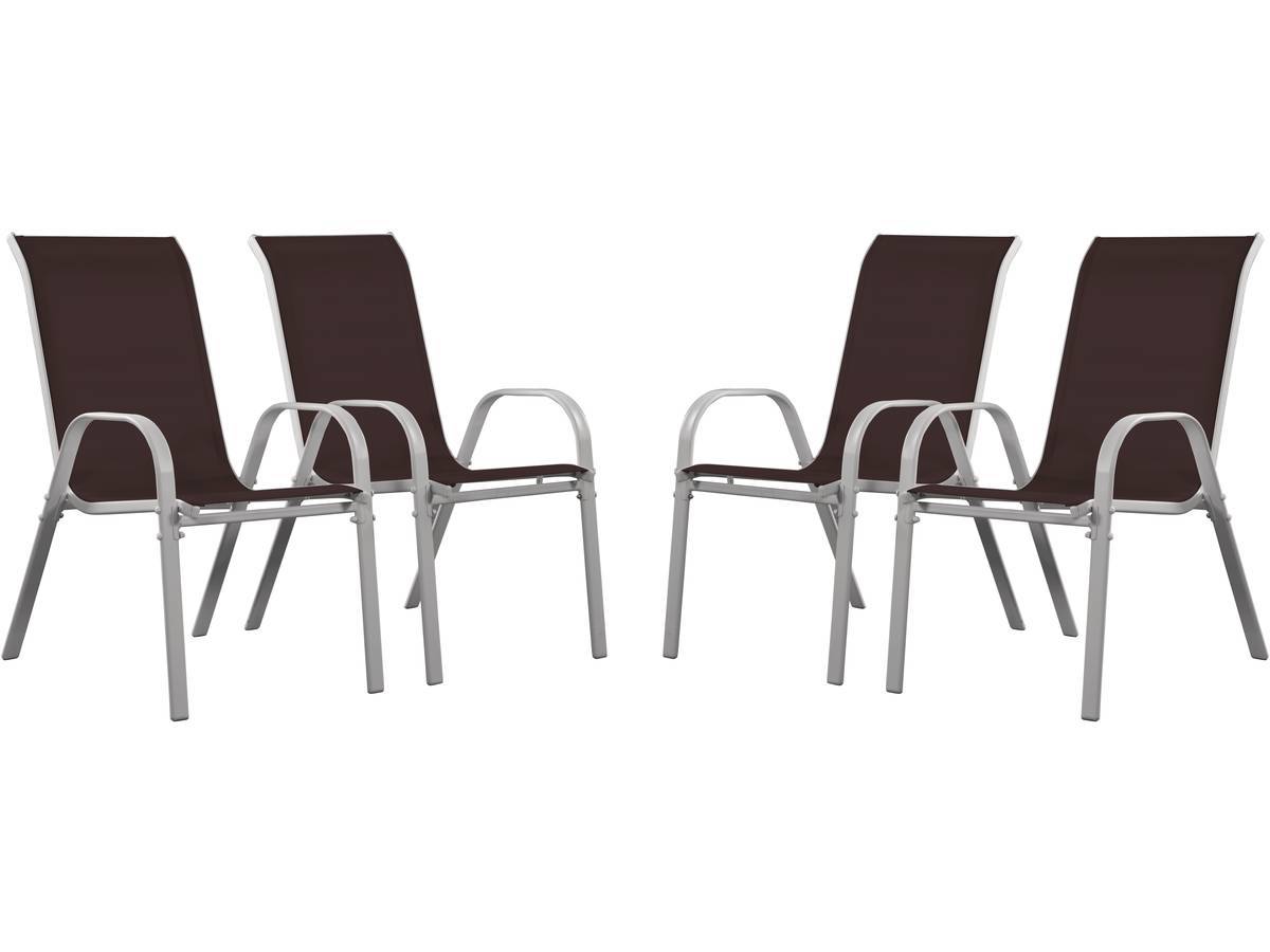 Fauteuil Jardin Textilène "cordoba" - Phoenix - Taupe - Lot De 4 -habitat Et Jardin - Imagen 1