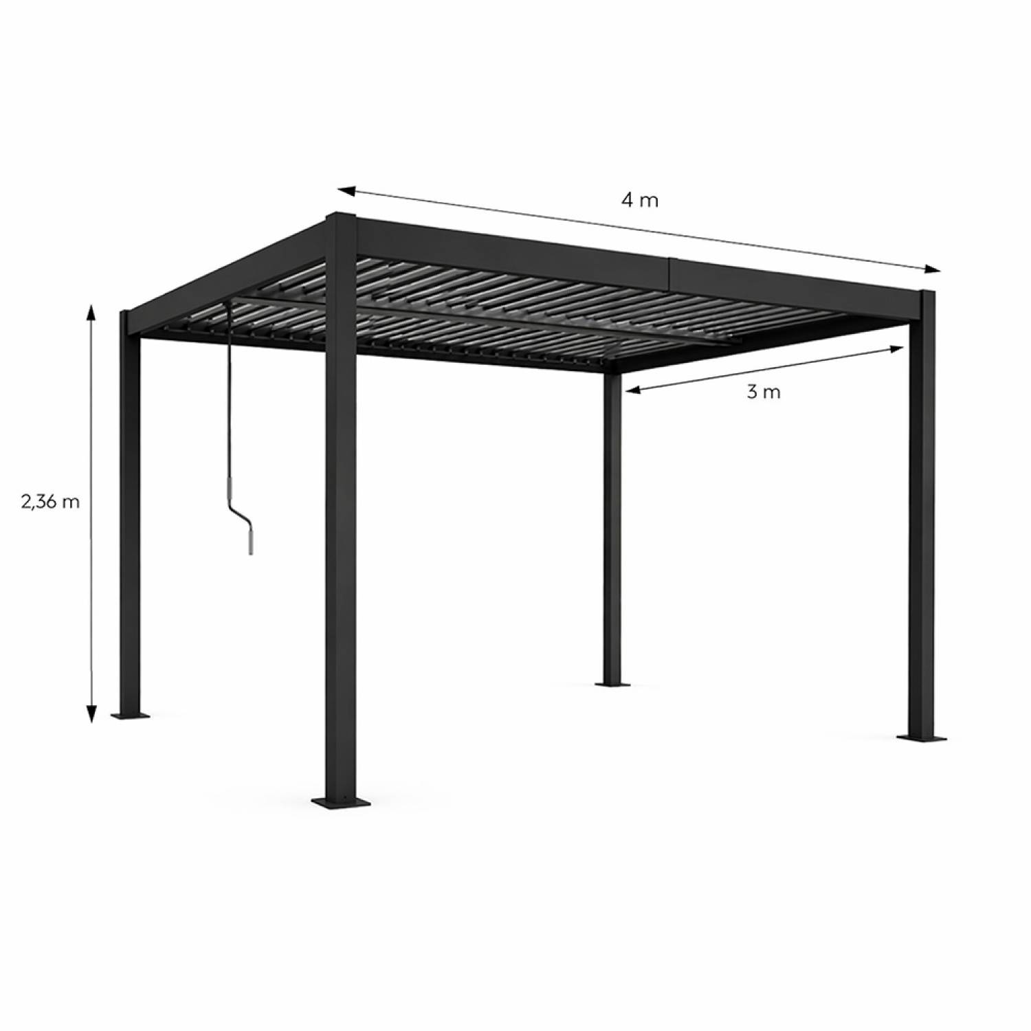 Pergola bioclimatique structure et lames orientables en aluminium noir 4x3m RHODES - Image 3