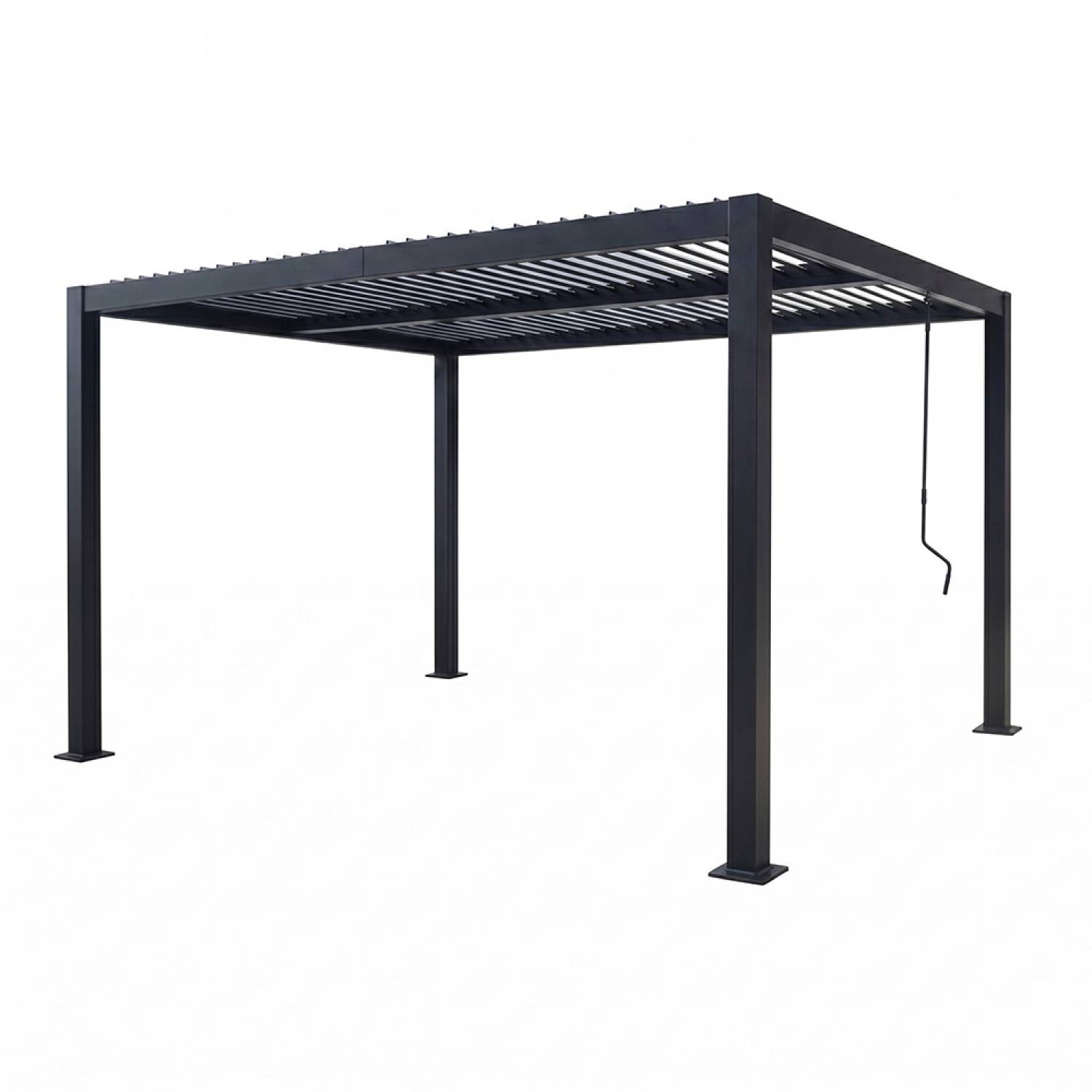 Pergola bioclimatique structure et lames orientables en aluminium noir 4x3m RHODES - Image 1