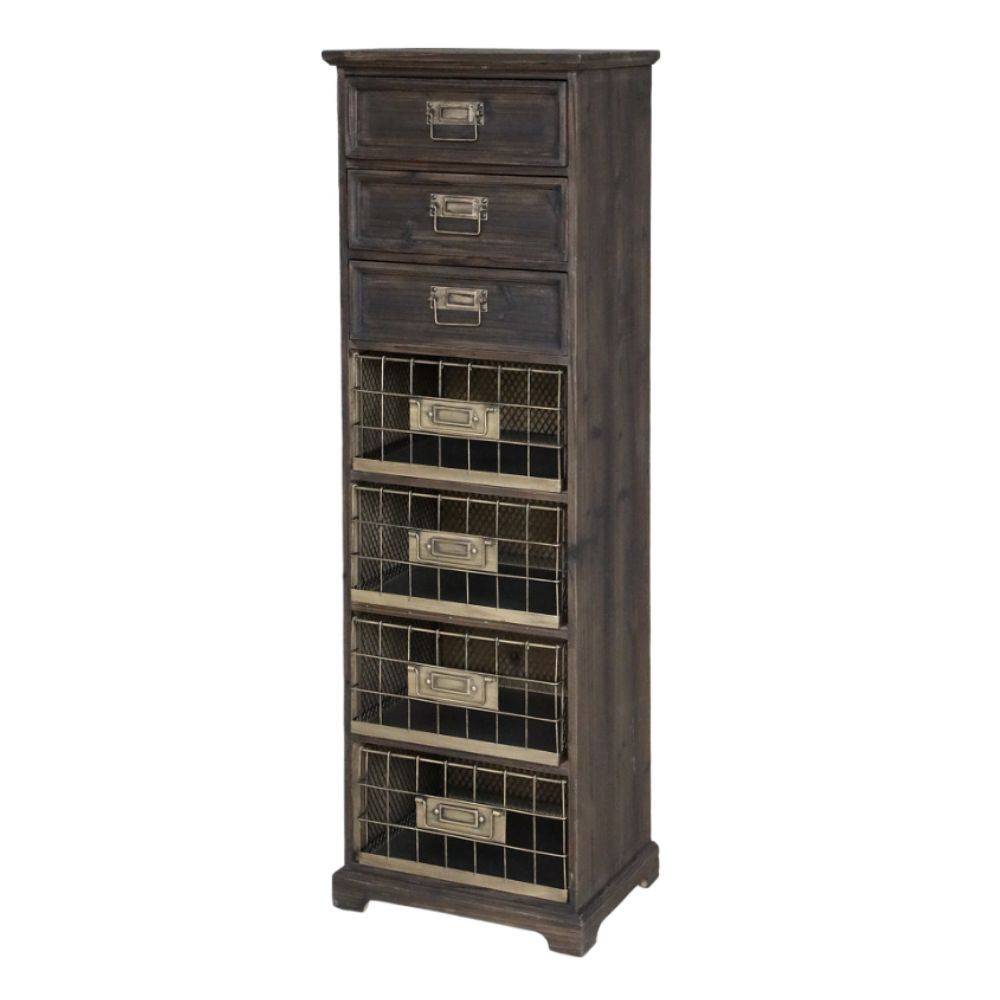 Chemin De Campagne - Commode 4 tablettes en bois de sapin et fer marron 43 x 31.5 x 139 cm Chemin de campagne - Imagen 1