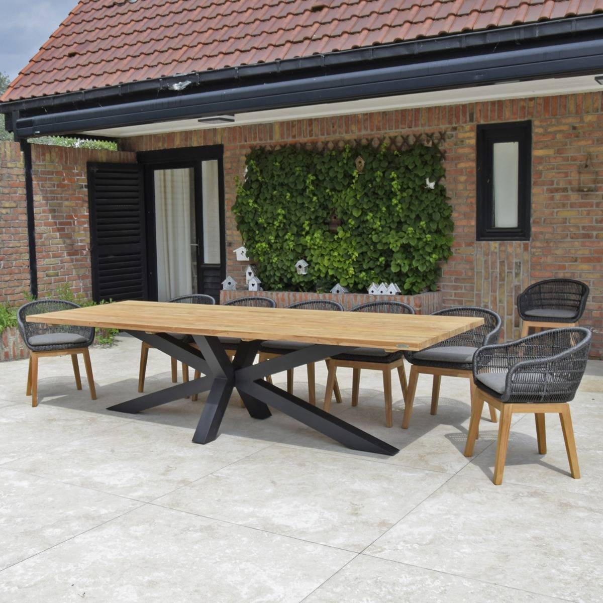 Table métal noir et teck recyclé 300 cm, Conceptual - Gecko Jardin - Imagen 1