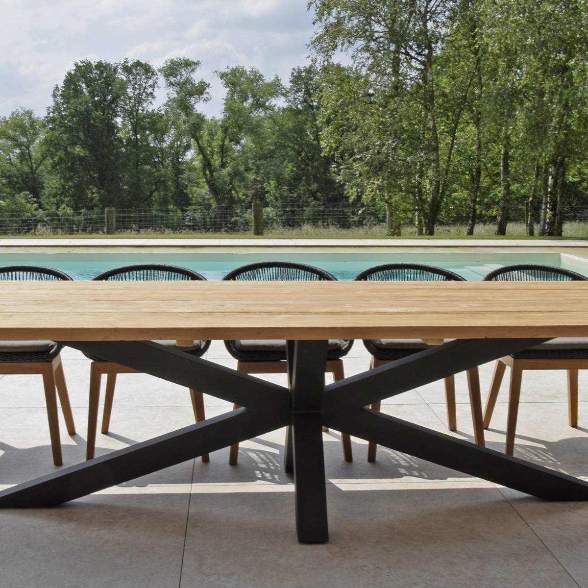 Table métal noir et teck recyclé 300 cm, Conceptual - Gecko Jardin - Imagen 4