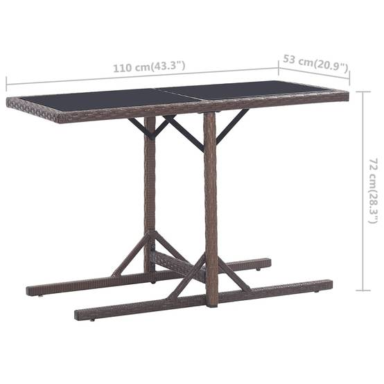 PANGIVO - Table de jardin Verre et Résine tressée Marron 110 x 53 x 72 cm - PANGIVO - Image 6